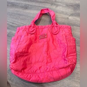 Vibrant Coral Designer Quilted Tote Bag-Marc by Marc Jacobs